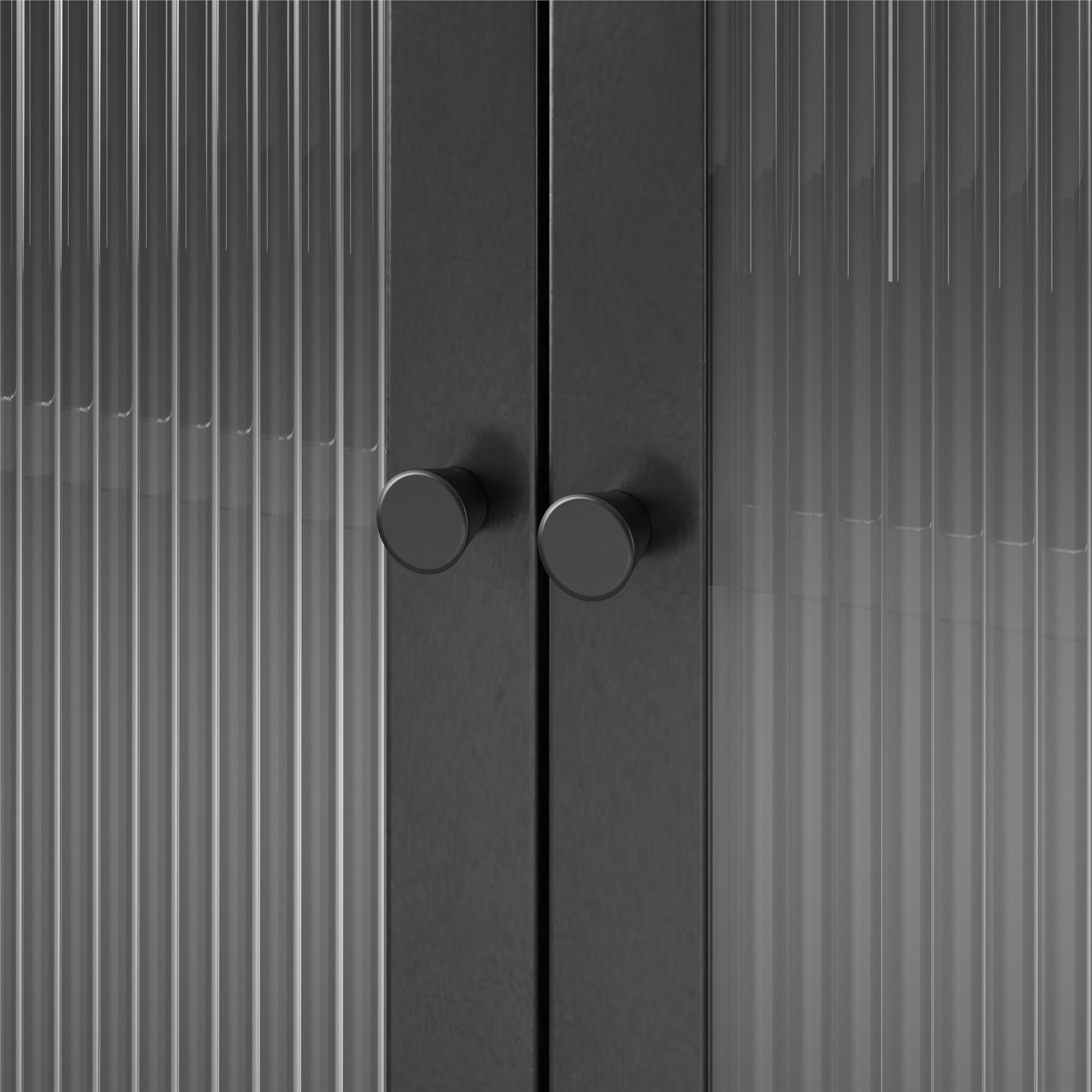 Ashbury Heights 2 Door Accent Cabinet-Fluted Glass Metal Locker, Black - Black