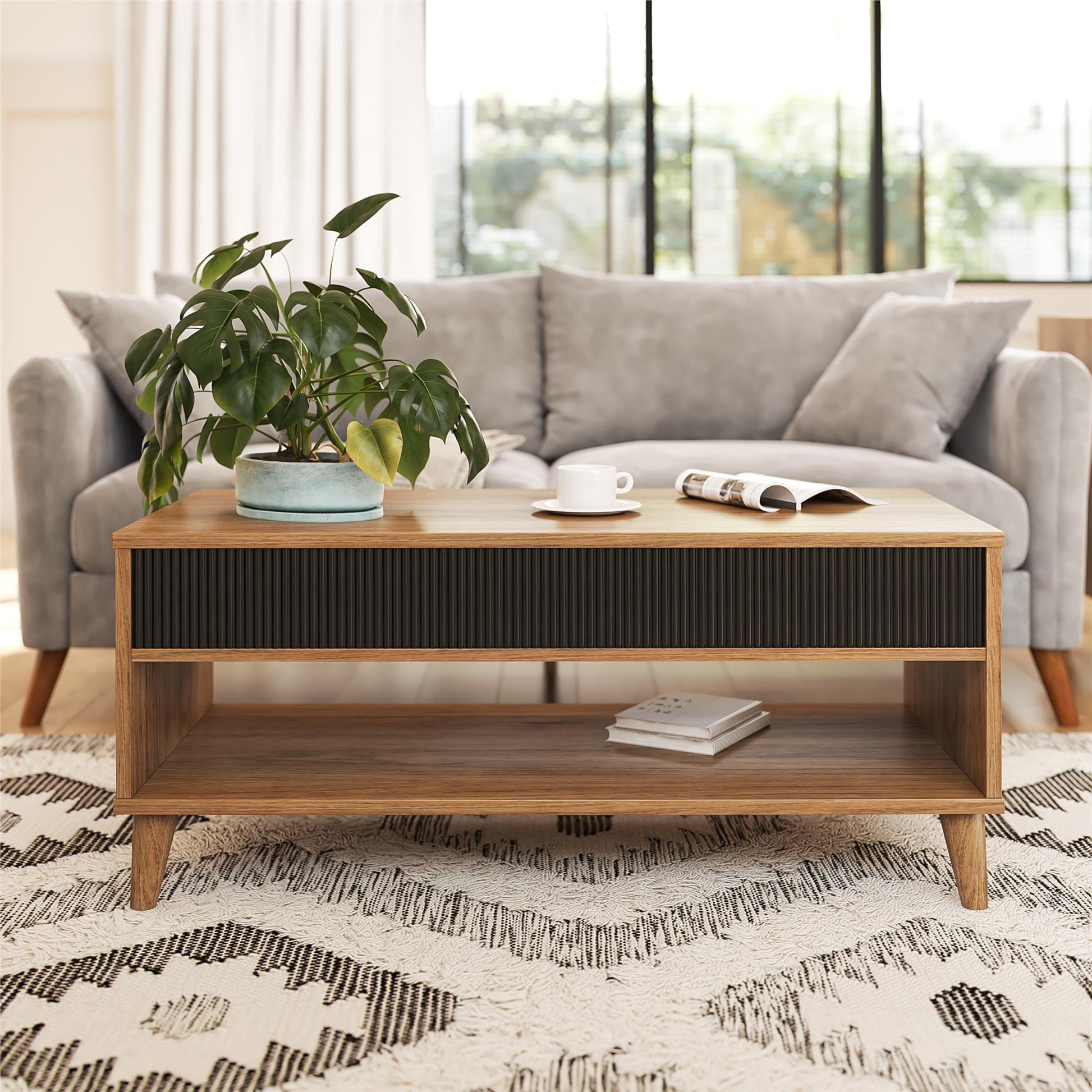 Magnolia Lift Top Coffee Table, Walnut/Black - Walnut