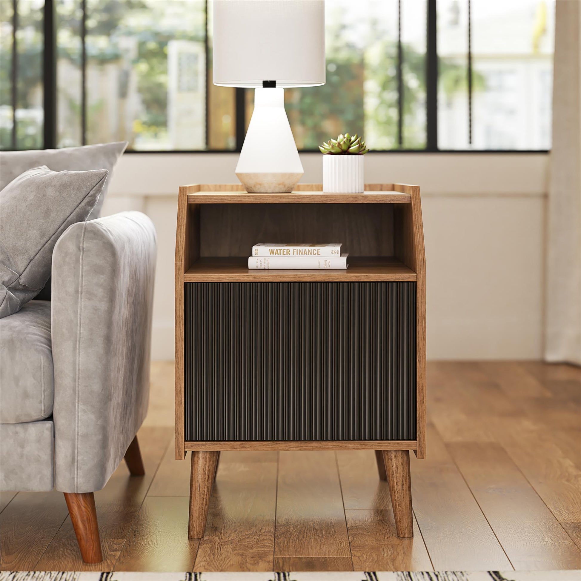 Magnolia End Table, Walnut/Black - Walnut