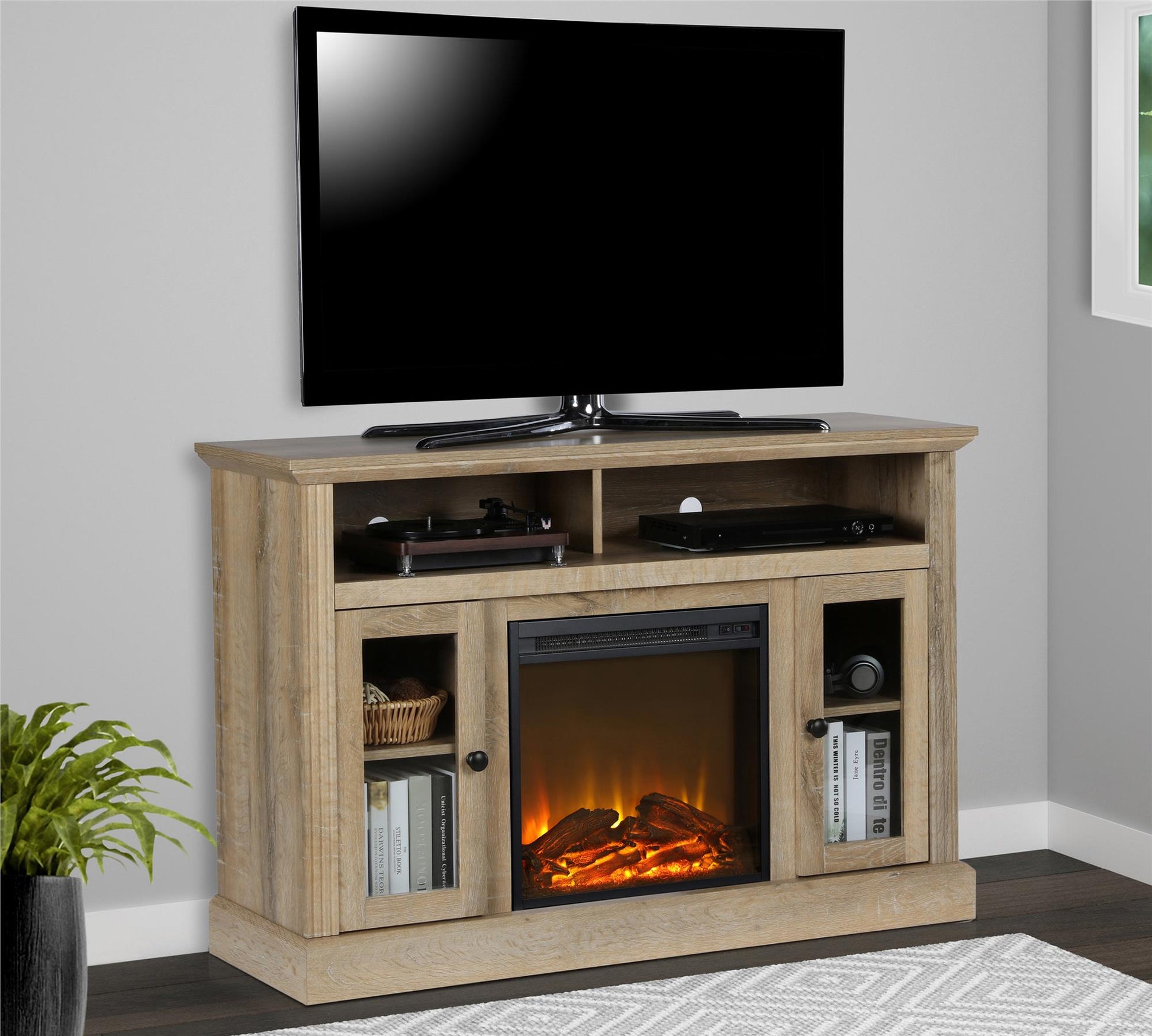 Chicago Electric Fireplace TV Console for TVs up to 50 Inch - Natural