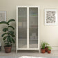 Ashbury Heights Tall 2 Door Storage Cabinet-Fluted Glass Metal Locker, White - White