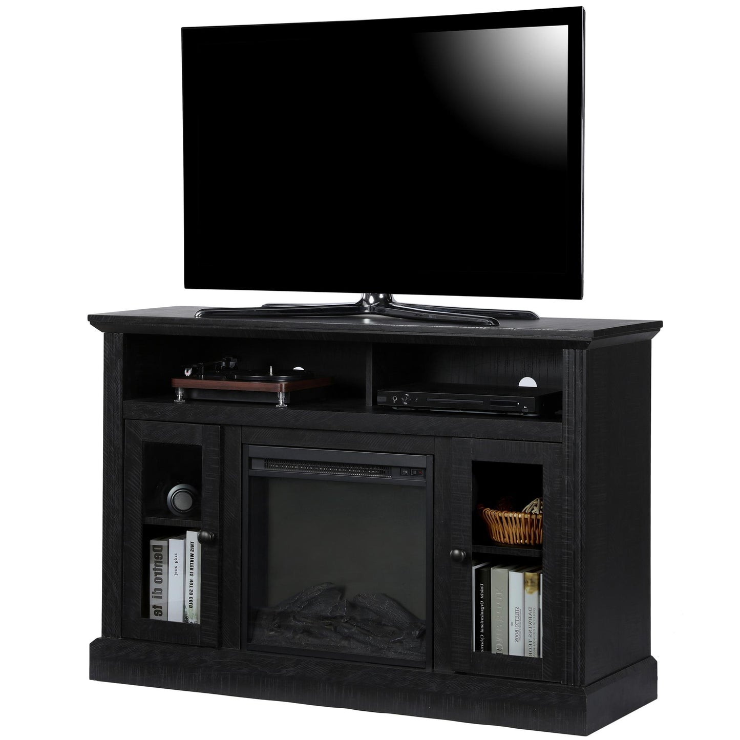Chicago Electric Fireplace TV Console for TVs up to 50 Inch - Black Oak
