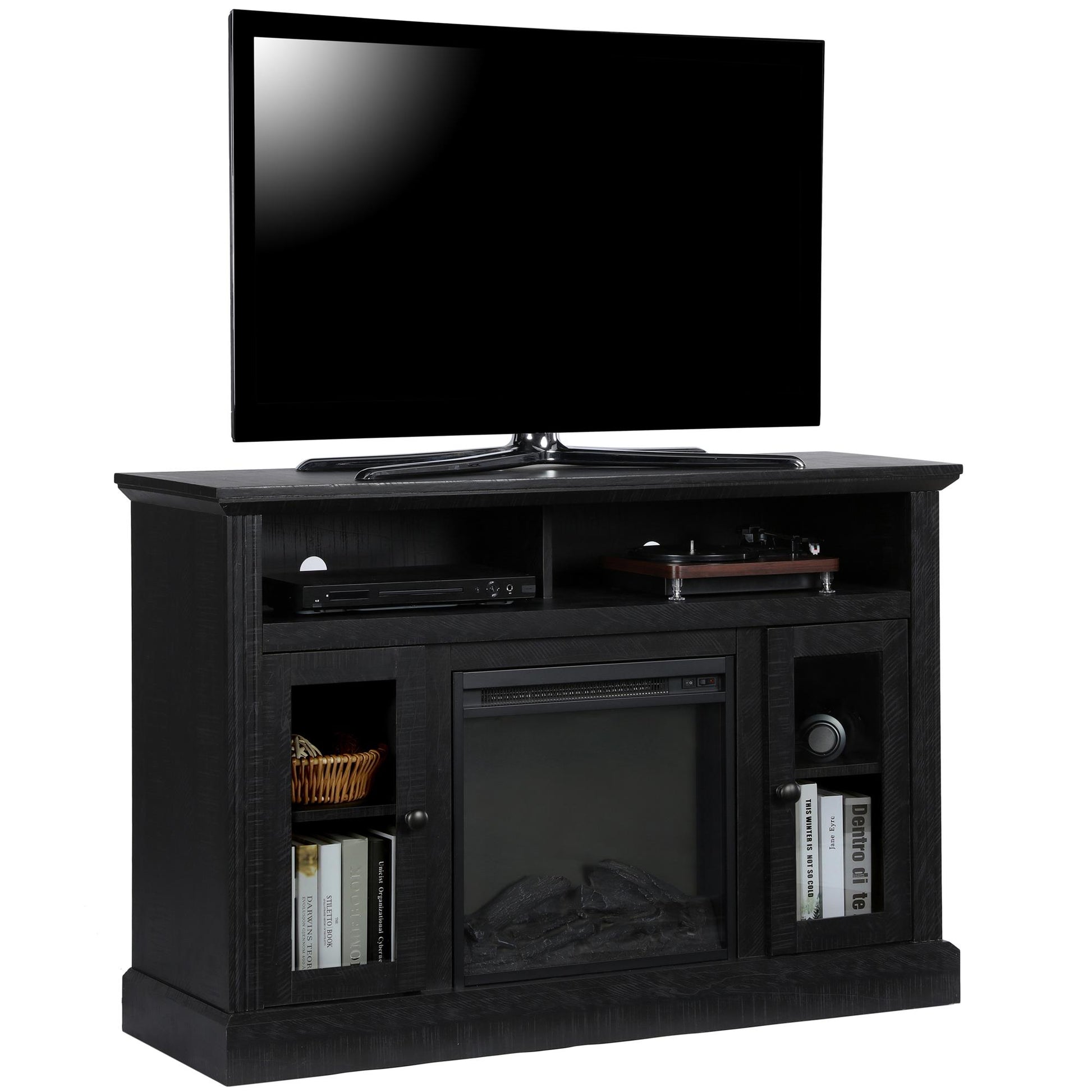 Chicago Electric Fireplace TV Console for TVs up to 50 Inch - Black Oak
