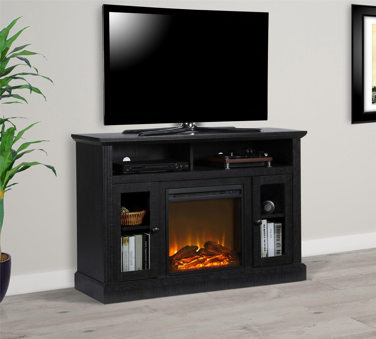 Chicago Electric Fireplace TV Console for TVs up to 50 Inch - Black Oak