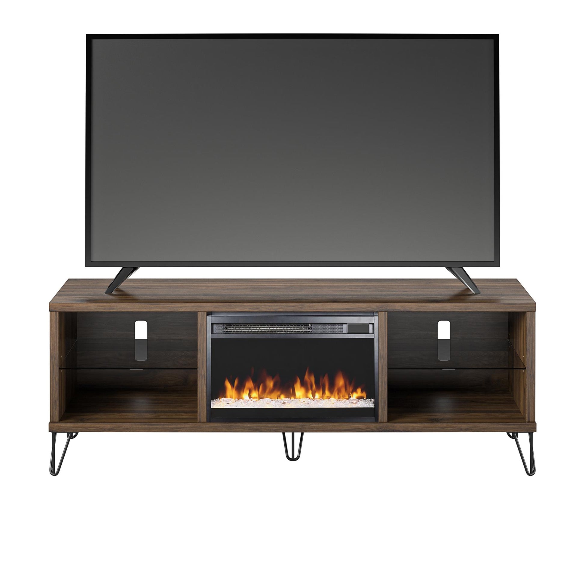 Concord 70" Fireplace TV Stand, Walnut - Walnut