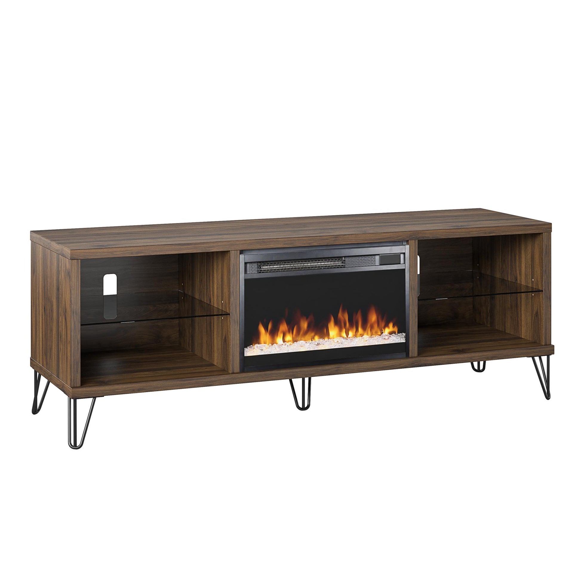 Concord 70" Fireplace TV Stand, Walnut - Walnut