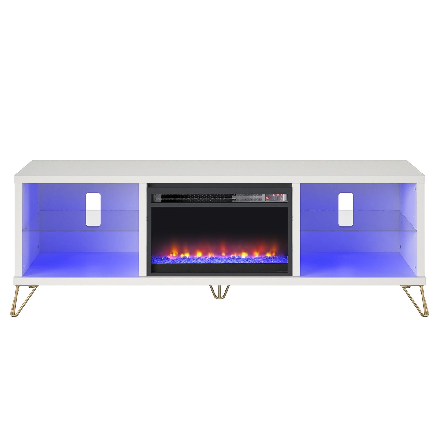 Finley 70" Fireplace TV Stand, White - White
