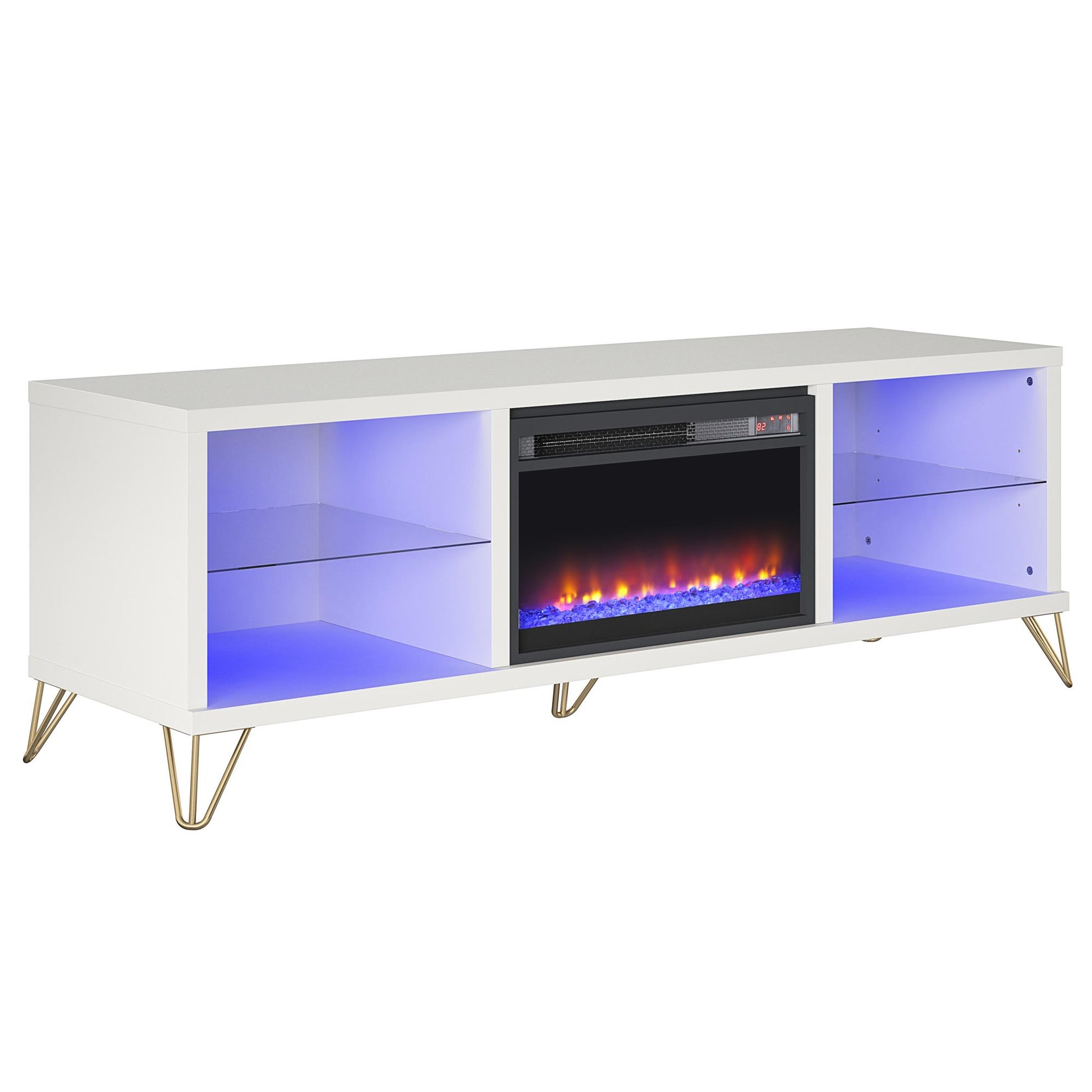 Finley 70" Fireplace TV Stand, White - White