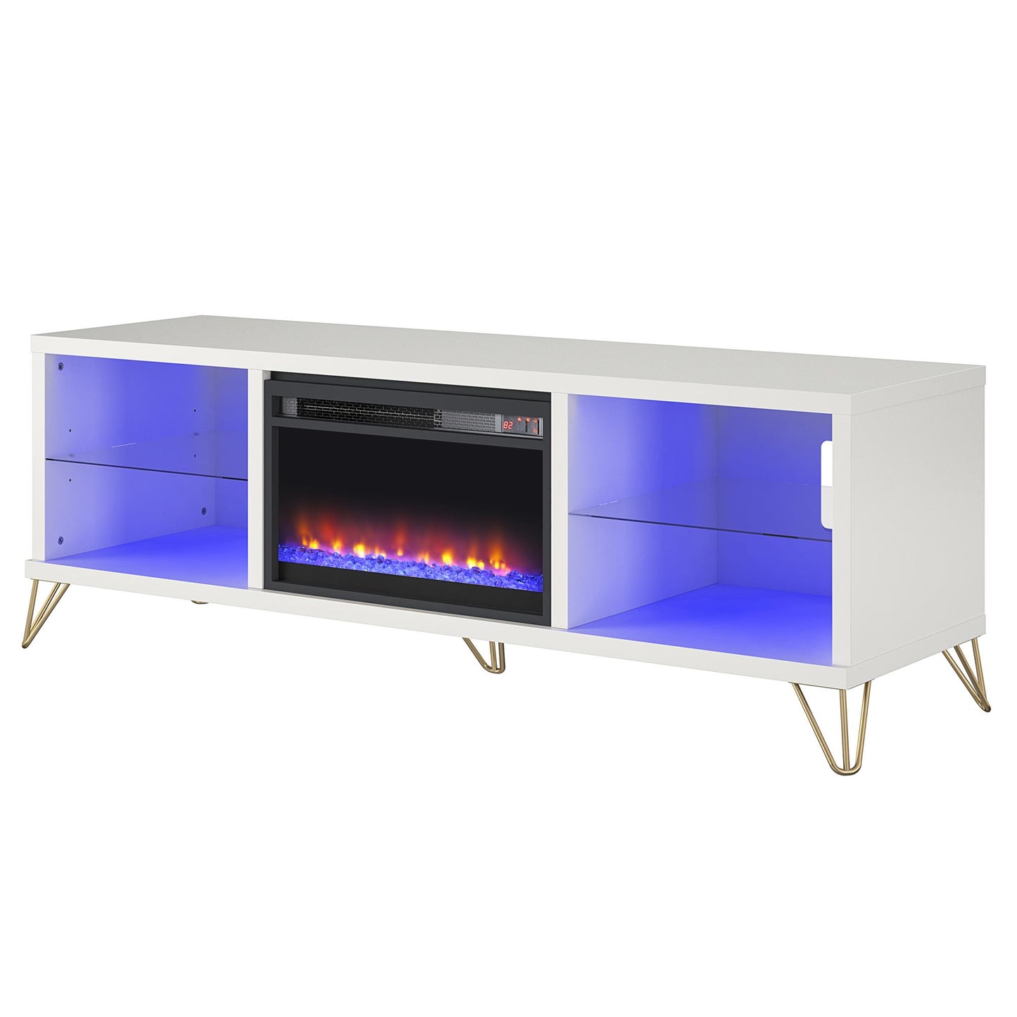 Finley 70" Fireplace TV Stand, White - White