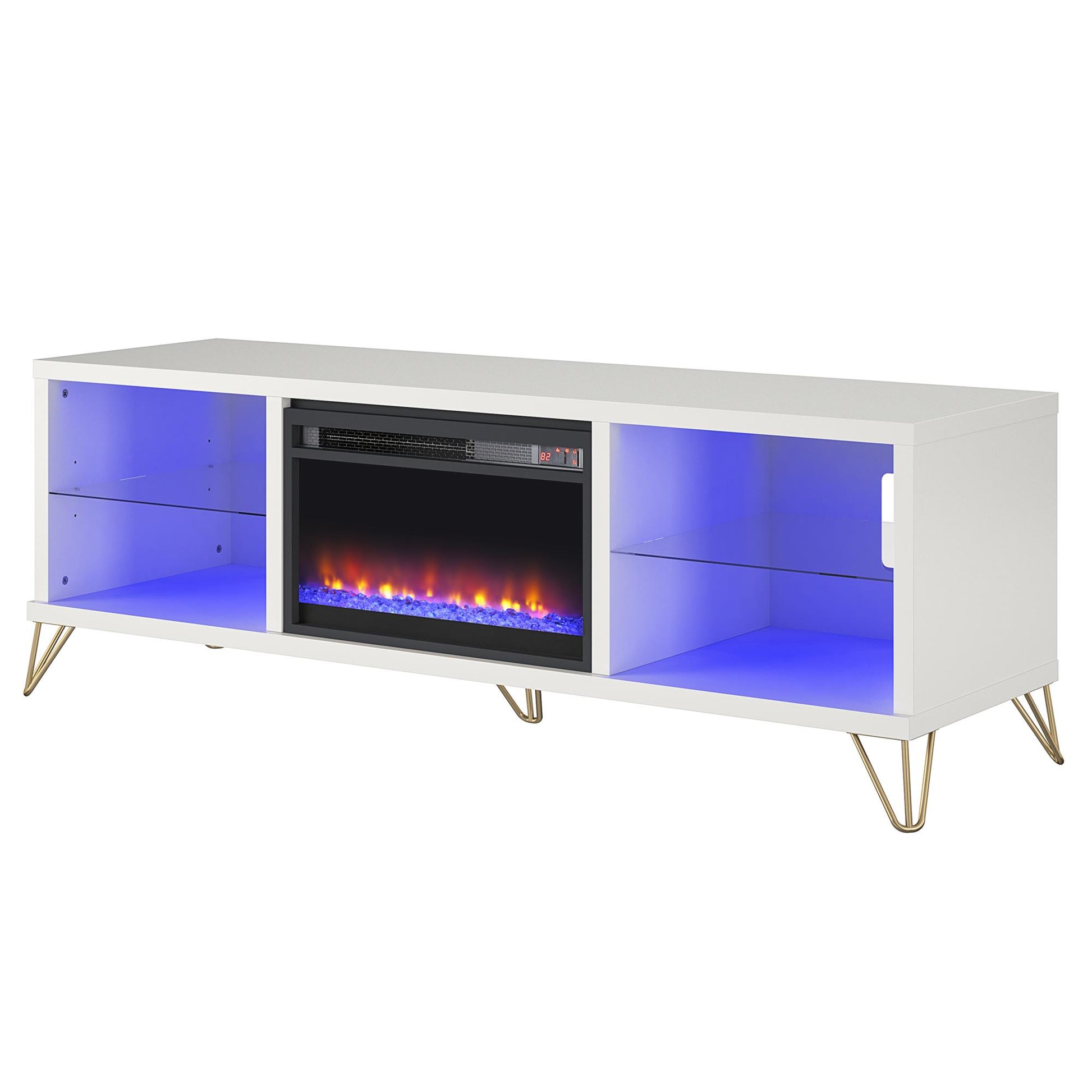 Finley 70" Fireplace TV Stand, White - White