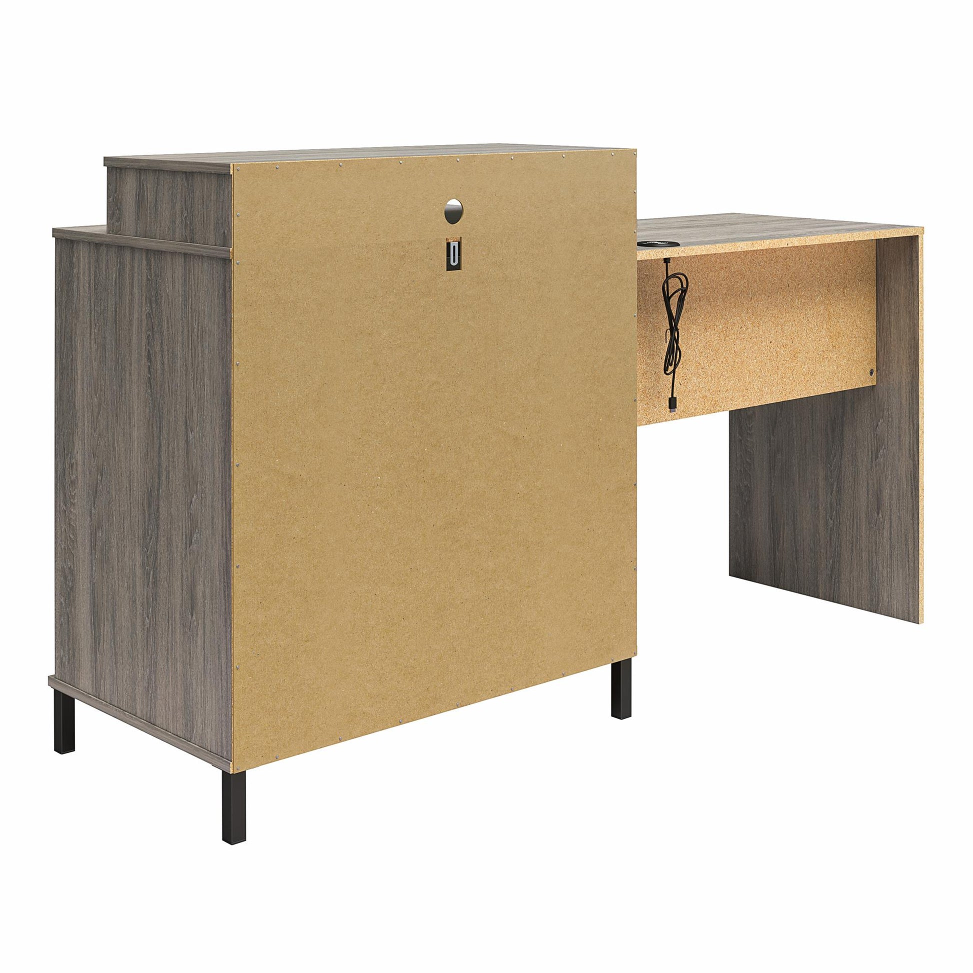 Kalissa Dresser / Desk Combo with Wireless Charger, Gray Oak with Black - Gray Oak