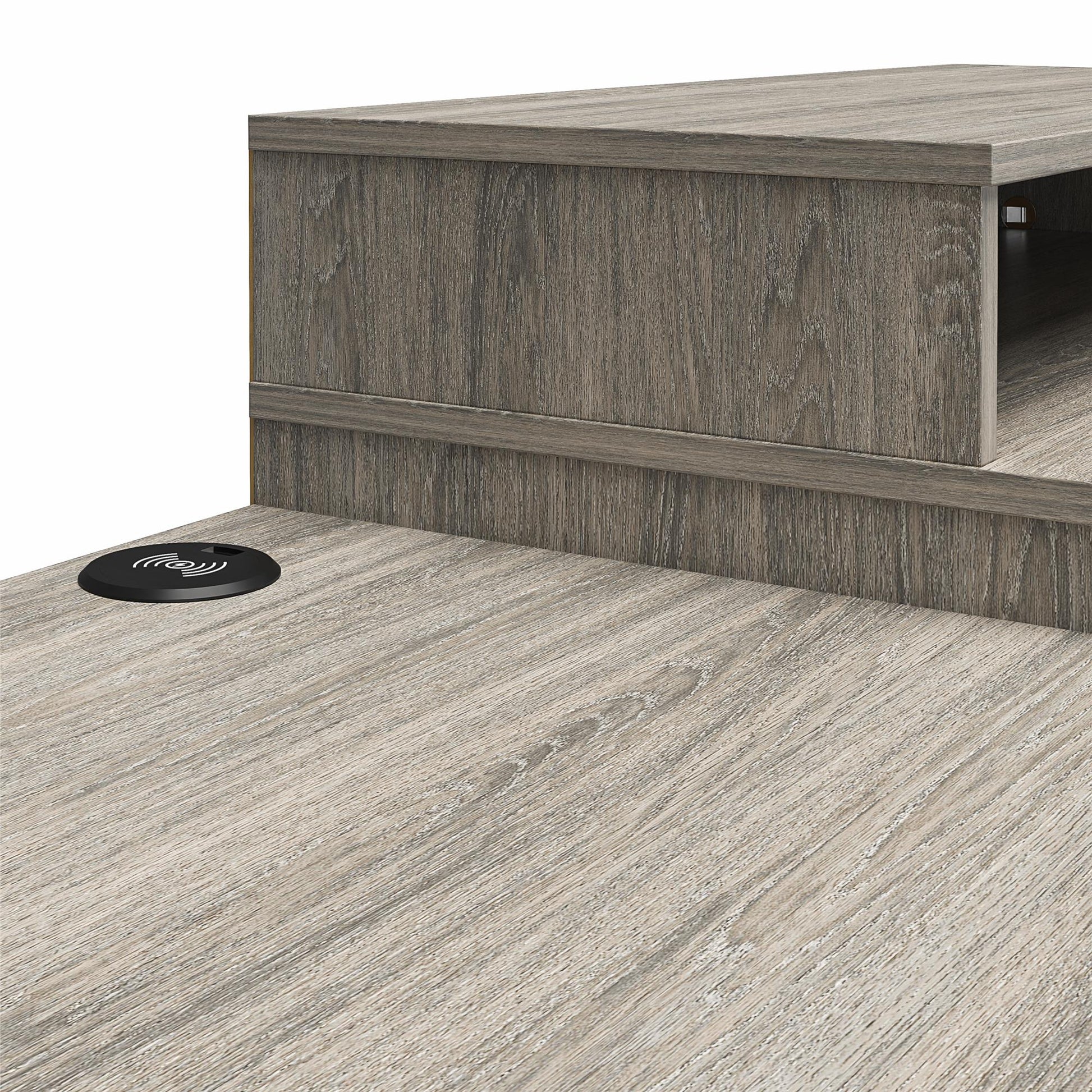 Kalissa Dresser / Desk Combo with Wireless Charger, Gray Oak with Black - Gray Oak