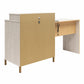 Kalissa Dresser / Desk Combo with Wireless Charger, White Oak with Gold - White Oak