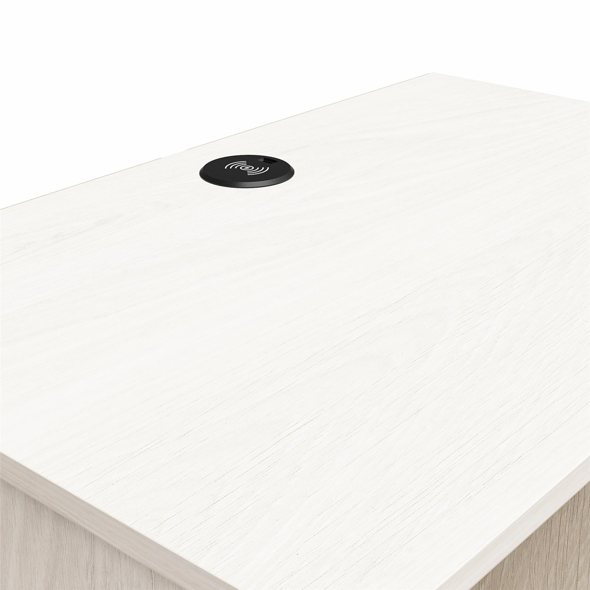 Kalissa Wide Nightstand with Wireless Charger, White Oak with Gold - White Oak
