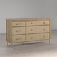 Shiloh Wide Faux Rattan Convertible 6 Drawer Dresser - Natural