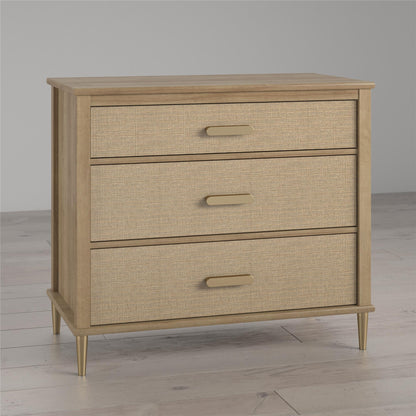 Shiloh Childs' Faux Rattan Convertible 3 Drawer Dresser - Natural