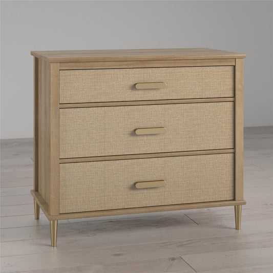 Shiloh Childs' Faux Rattan Convertible 3 Drawer Dresser - Natural
