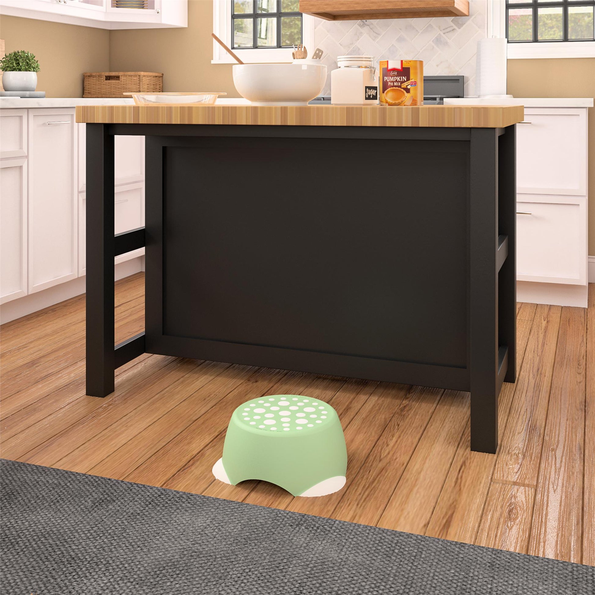 Kids One-Step Step Stool, Set of 2 Lightweight and Non-Slip - Green - 2-Pack