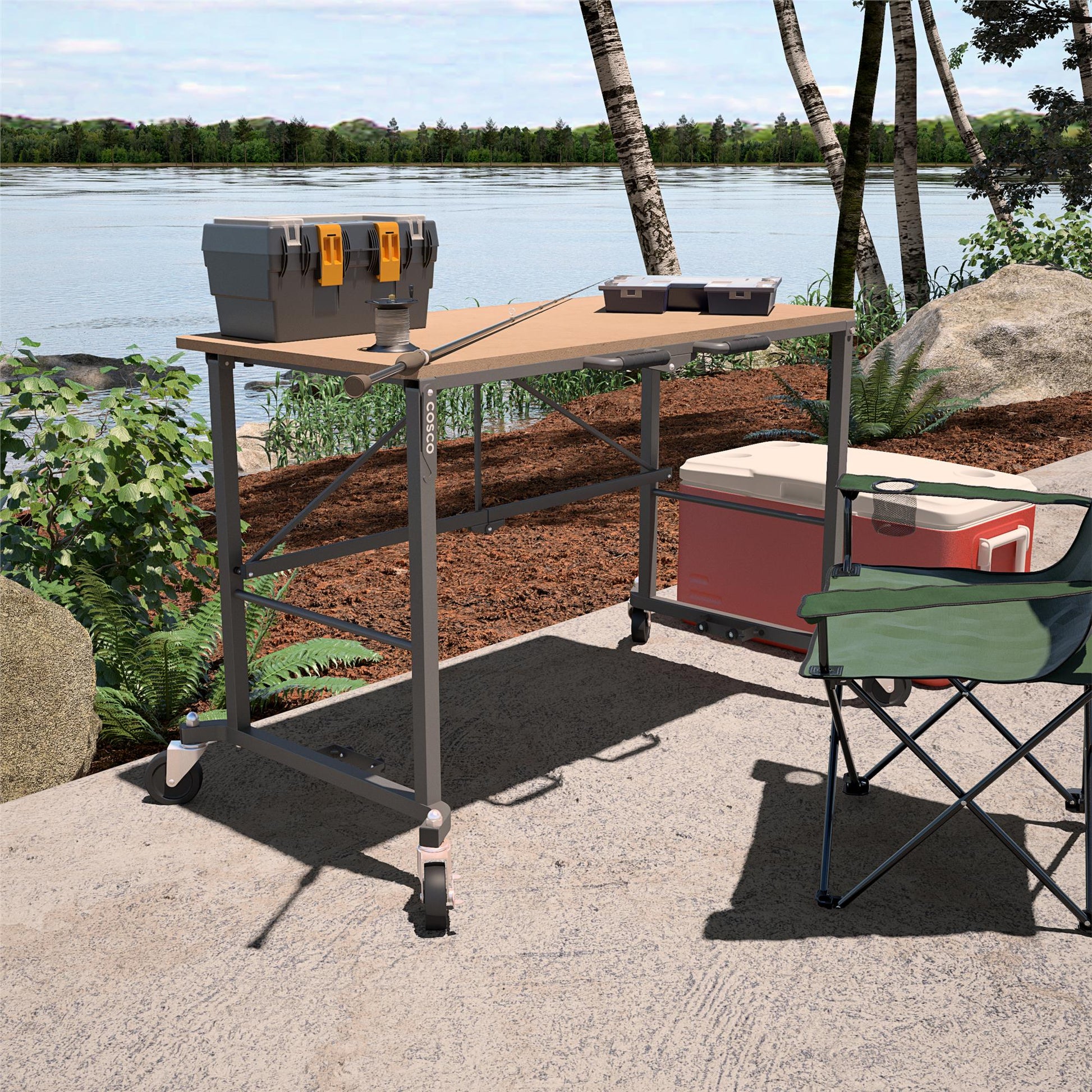 Smartfold Portable Folding Work Desk with 350 lb Weight Capacity - Tan