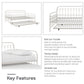 Novogratz Bright Pop Metal Daybed with Trundle, Full/Twin, Off White - Off White - Full-Over-Twin