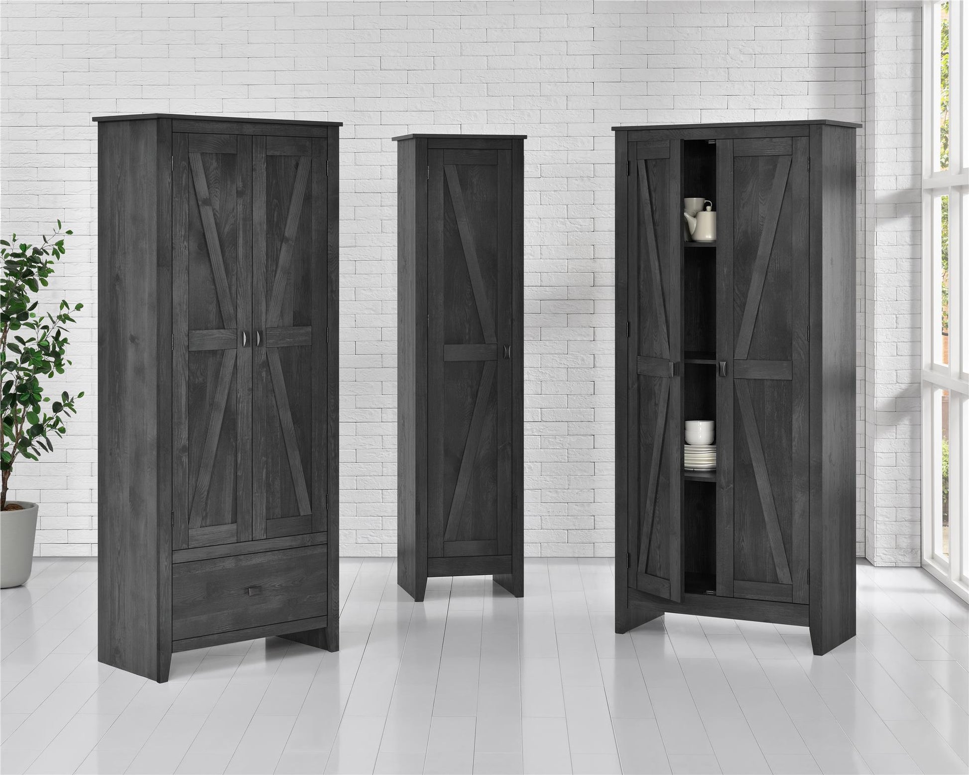 Farmington Rustic Farmhouse 30 Inch Wide Storage Cabinet - Rustic Gray