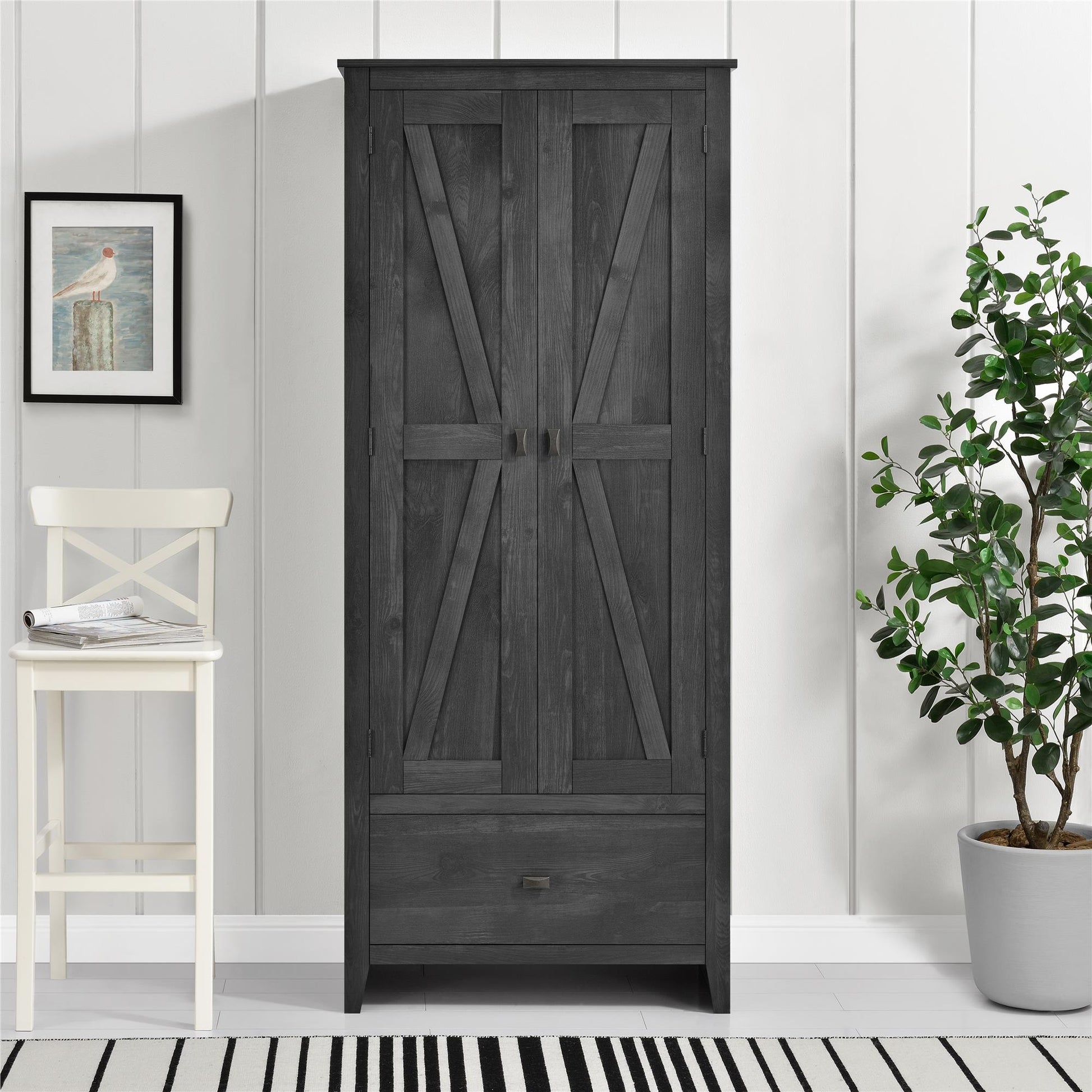 Farmington Rustic Farmhouse 30 Inch Wide Storage Cabinet - Rustic Gray