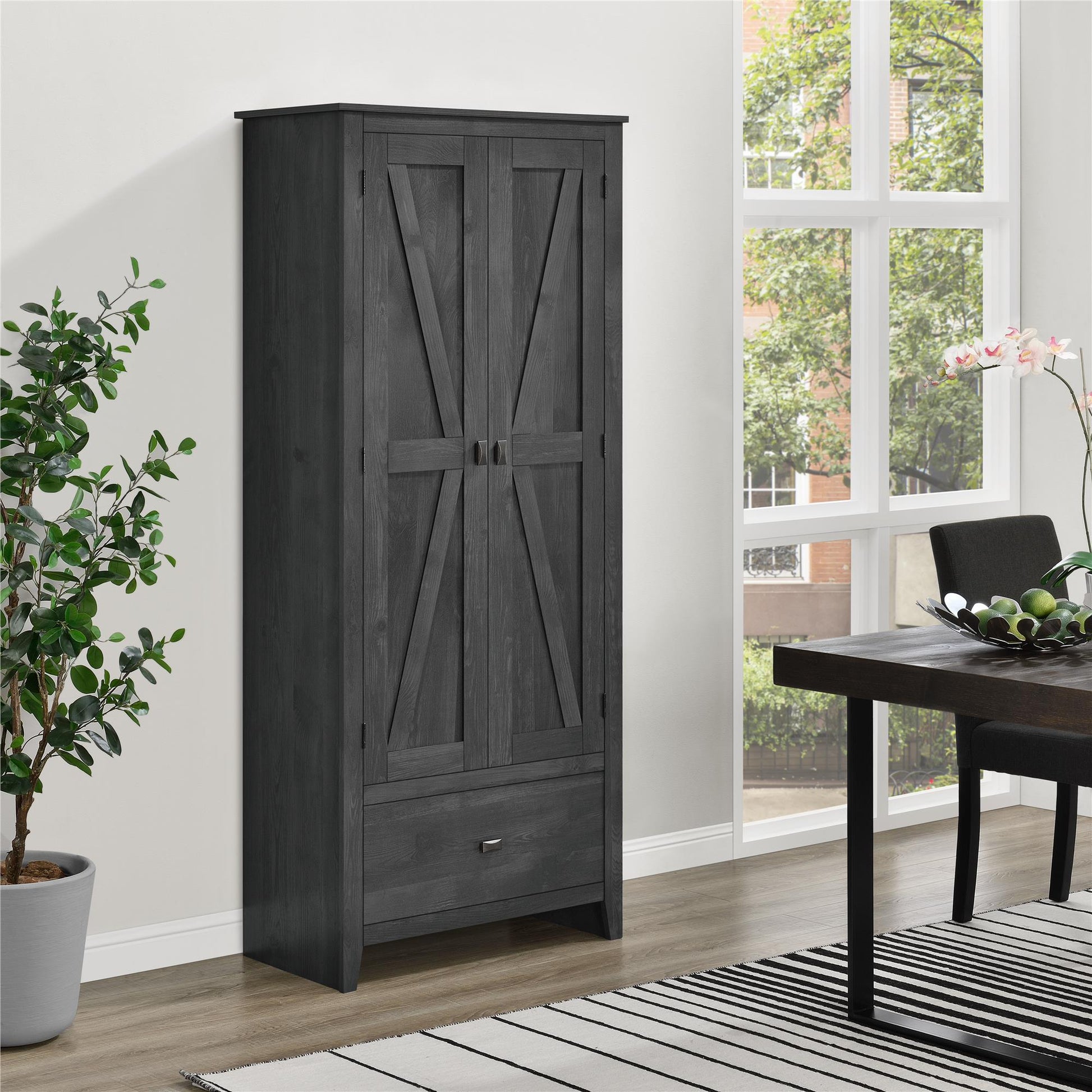 Farmington Rustic Farmhouse 30 Inch Wide Storage Cabinet - Rustic Gray