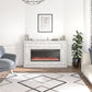 Waverly Wide Mantel with Linear Electric Fireplace & Crystal Ember Bed - White marble