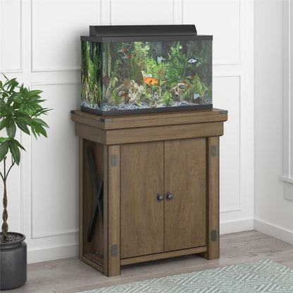 Wildwood 20 Gallon Aquarium Stand with 2 Doors and 2 Shelves - Rustic Gray