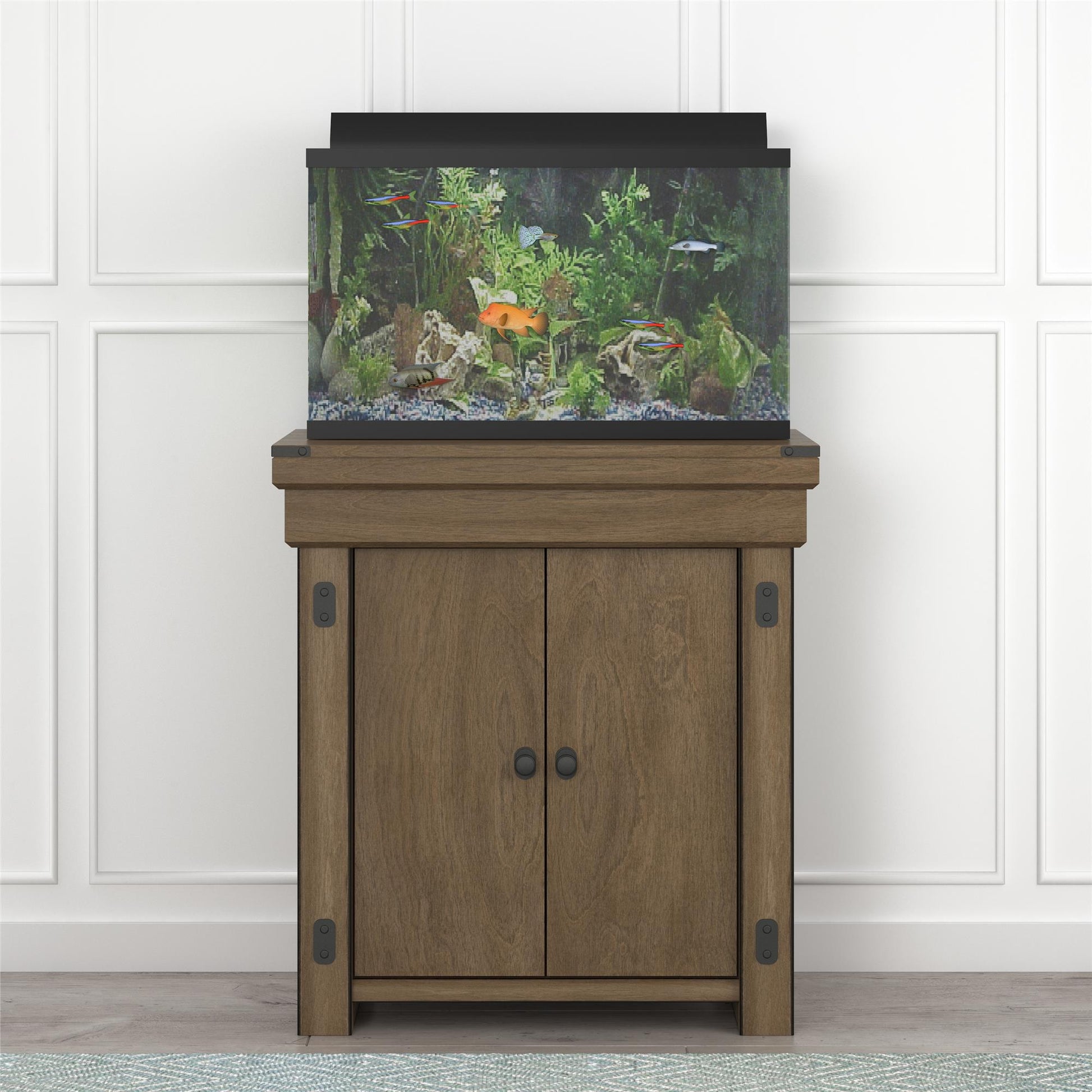 Wildwood 20 Gallon Aquarium Stand with 2 Doors and 2 Shelves - Rustic Gray