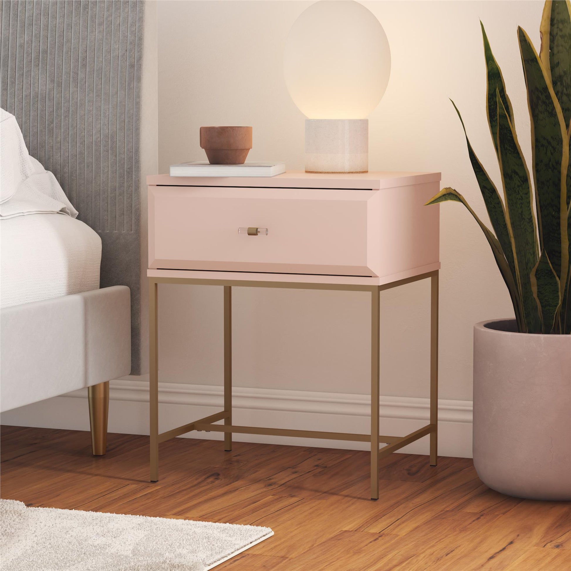 Effie Nightstand - Pale Pink