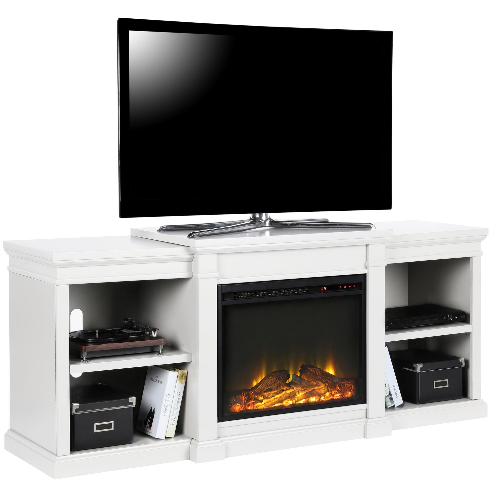 Manchester Electric Fireplace TV Stand for TVs up to 70 Inches - White