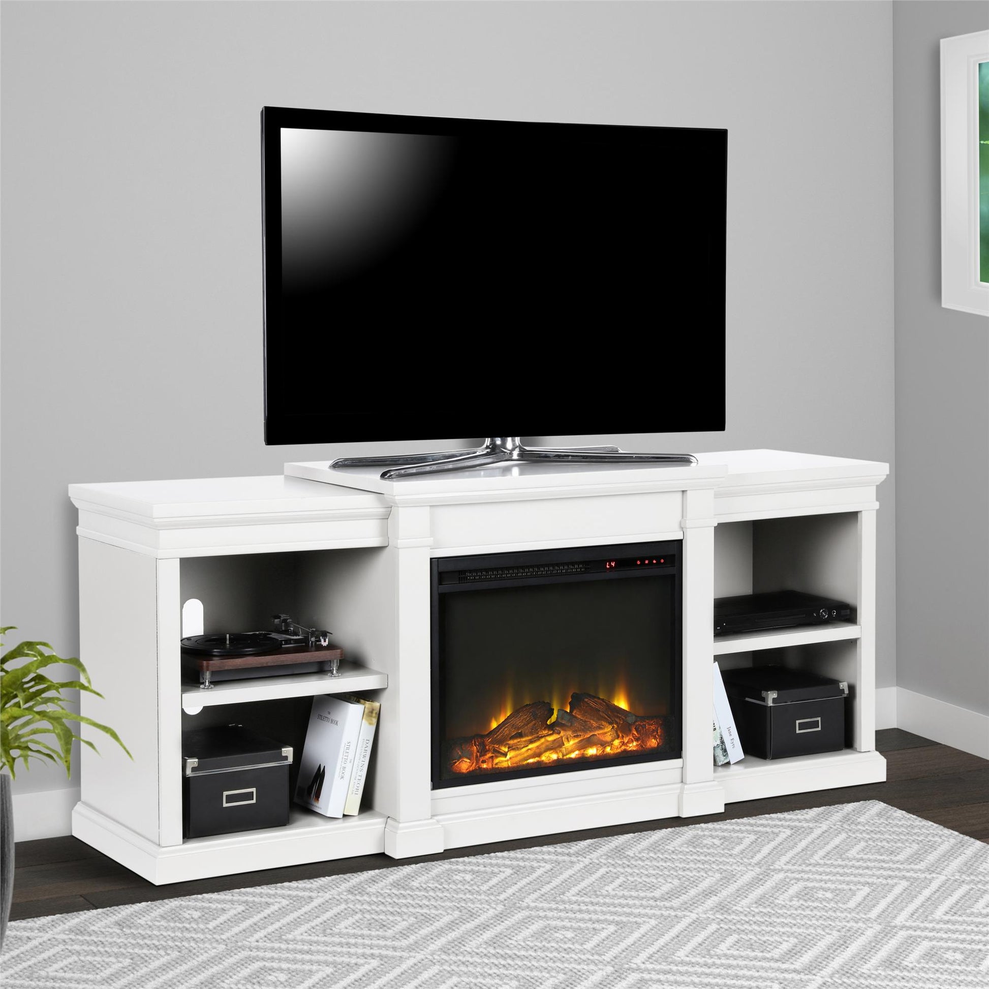 Manchester Electric Fireplace TV Stand for TVs up to 70 Inches - Gray