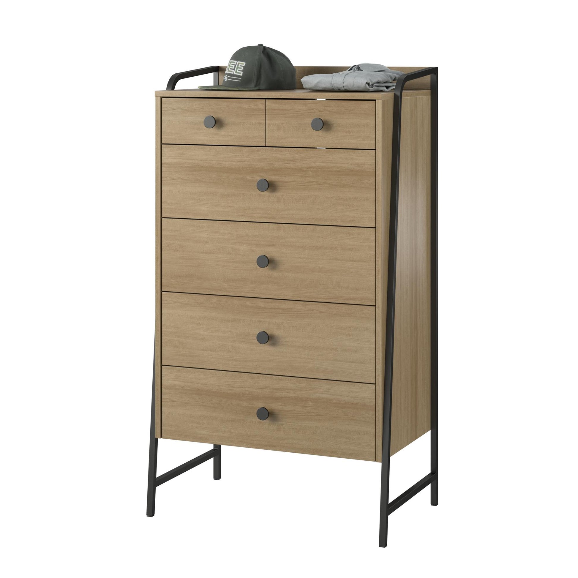 Bushwick Tall 5 Drawer Dresser - Natural