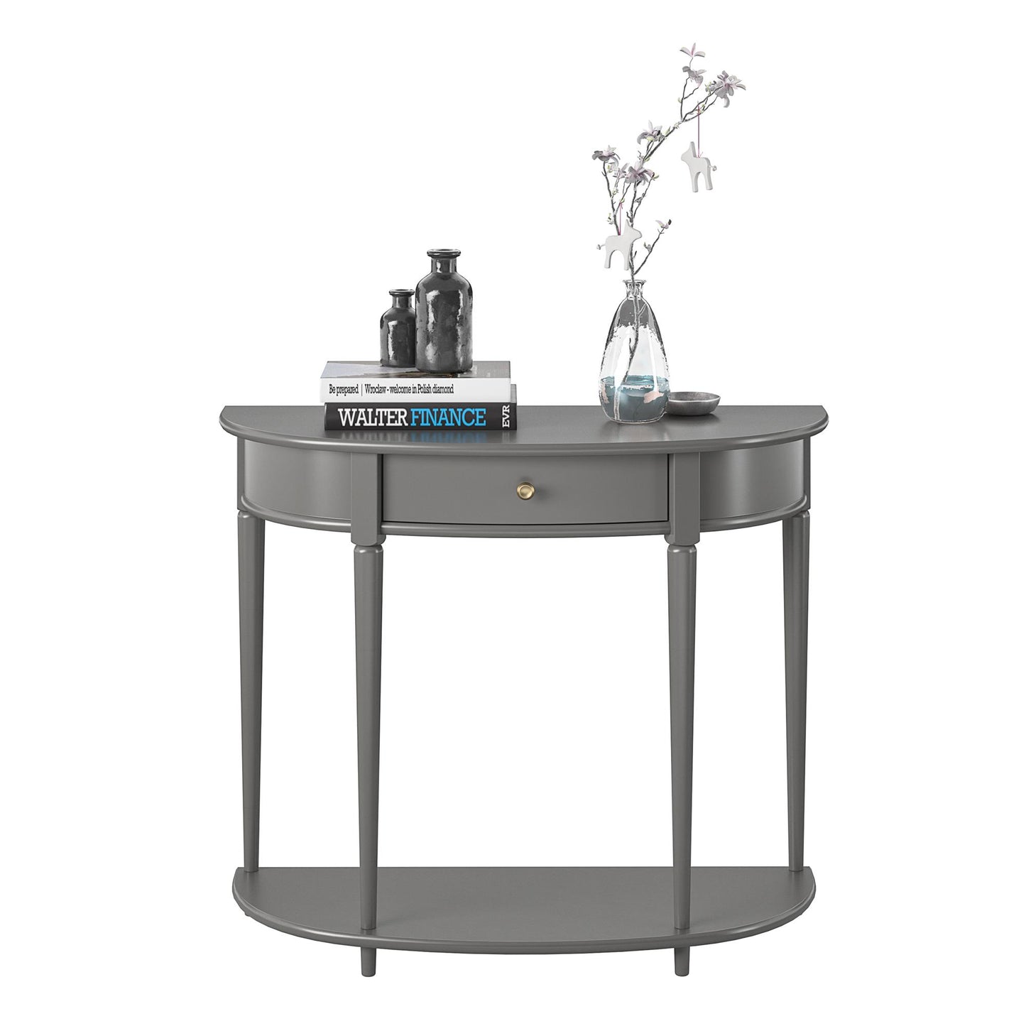 Aurora Half-Moon Console Table - Gray