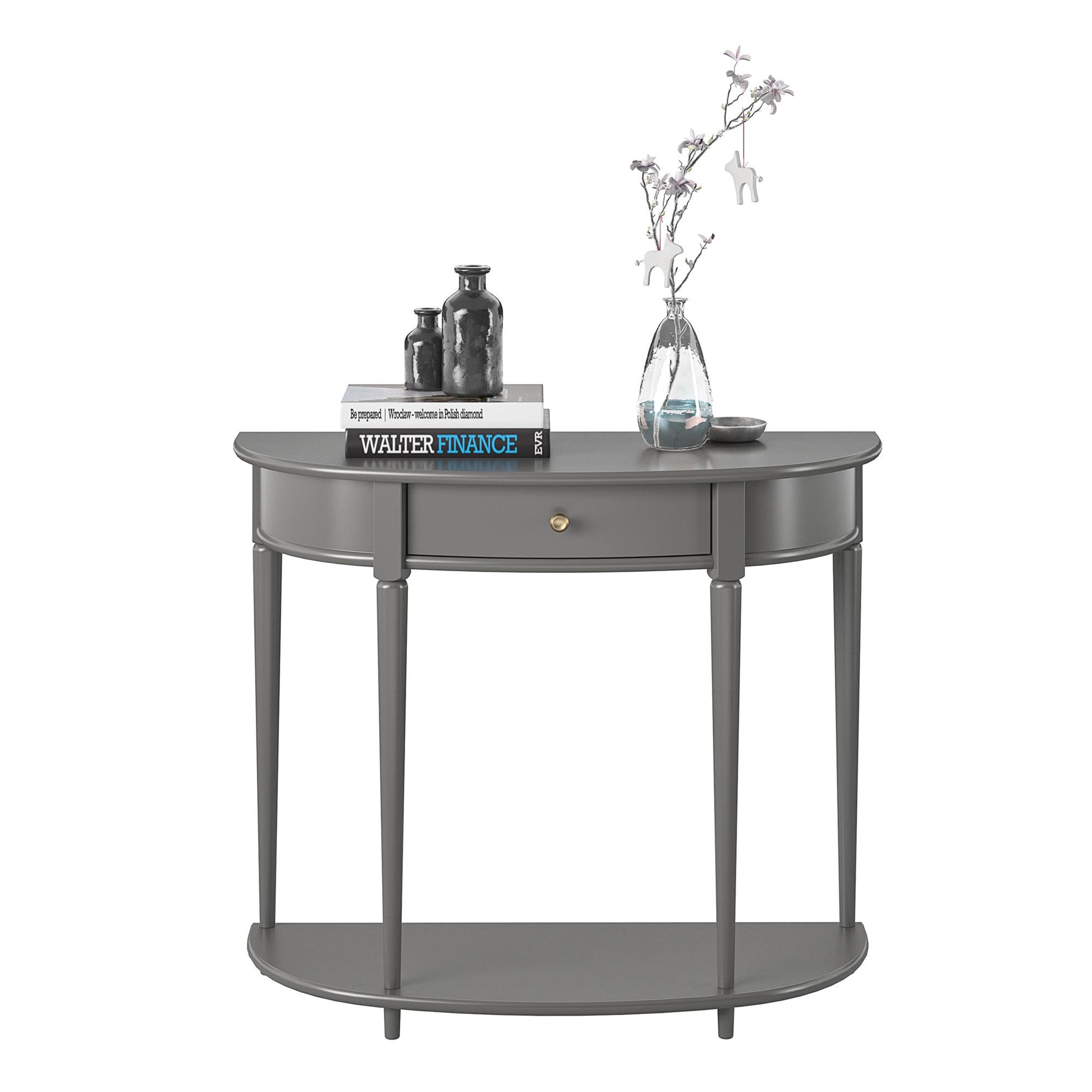Aurora Half-Moon Console Table - Gray