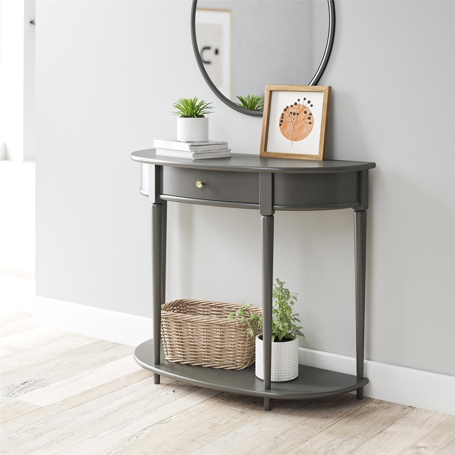 Aurora Half-Moon Console Table - Gray