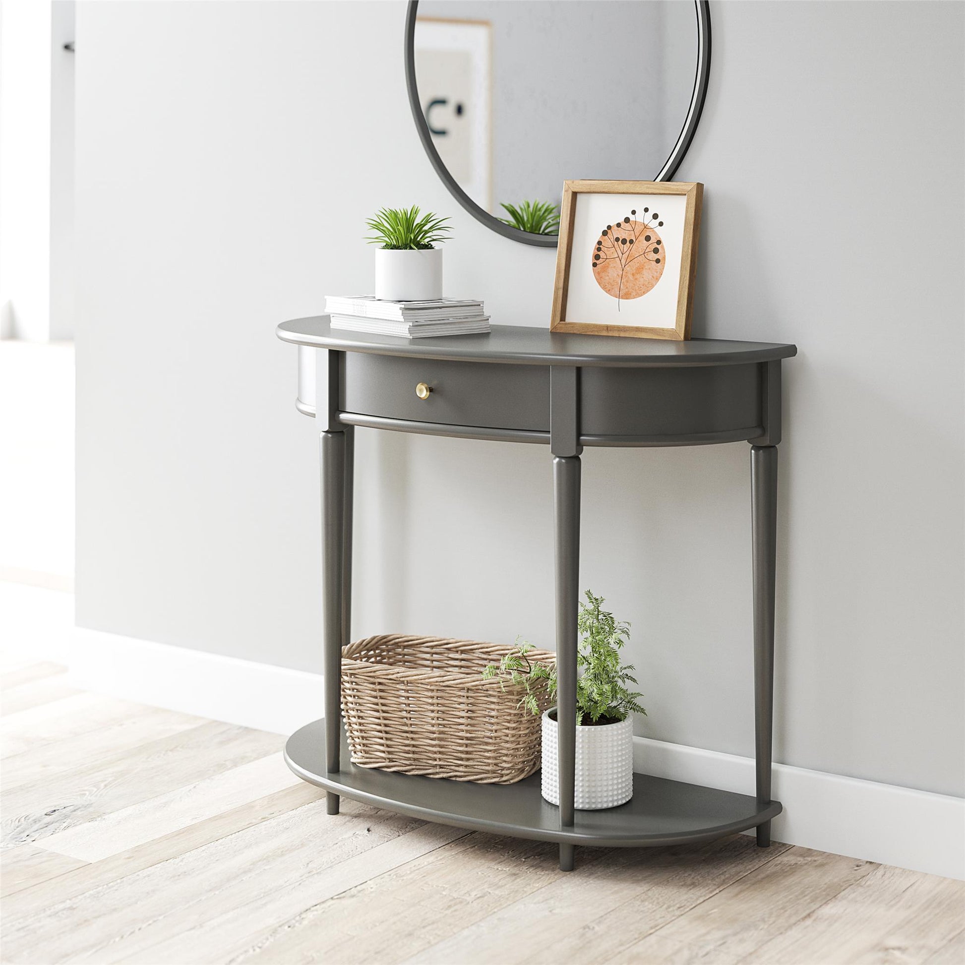 Aurora Half-Moon Console Table - Gray