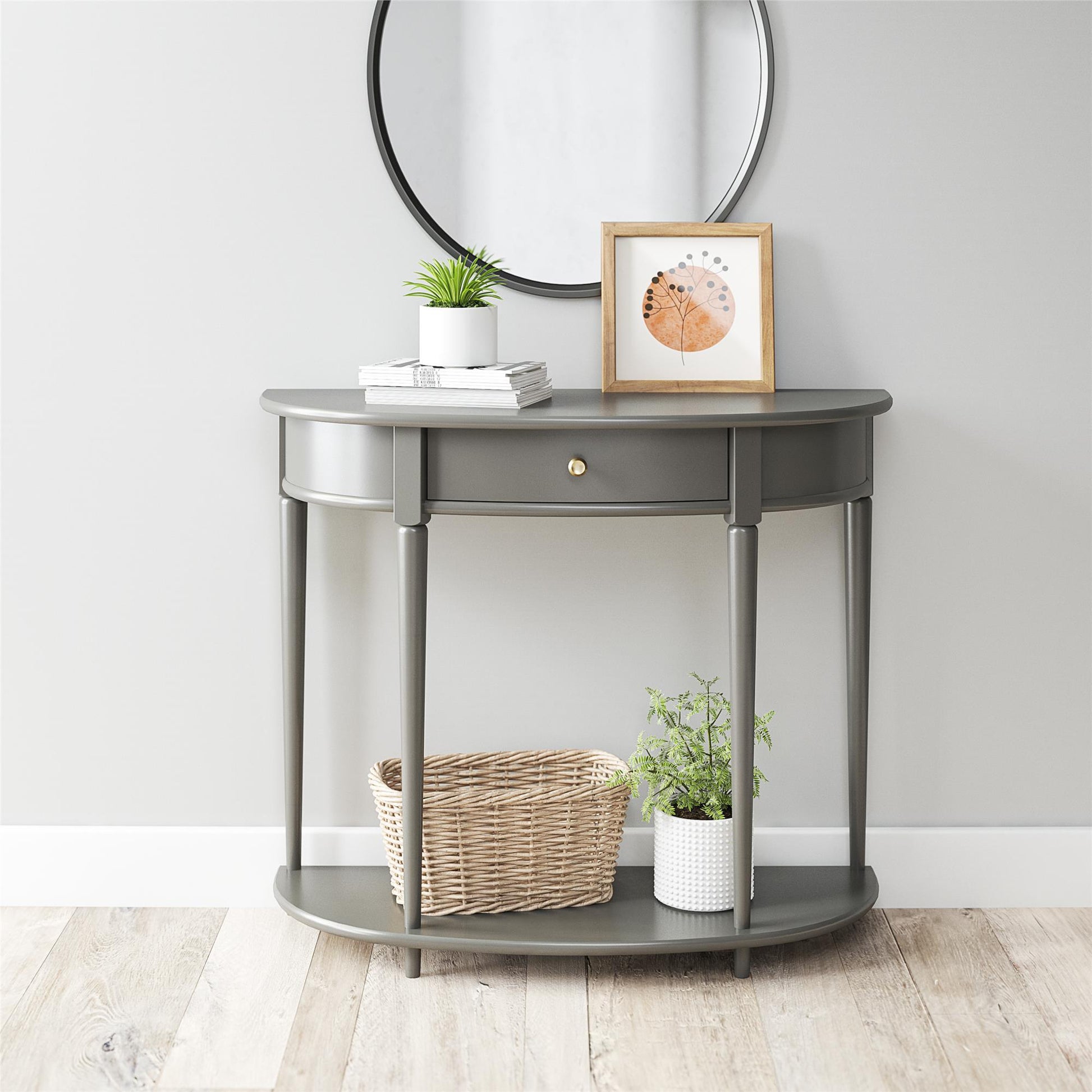Aurora Half-Moon Console Table - Gray