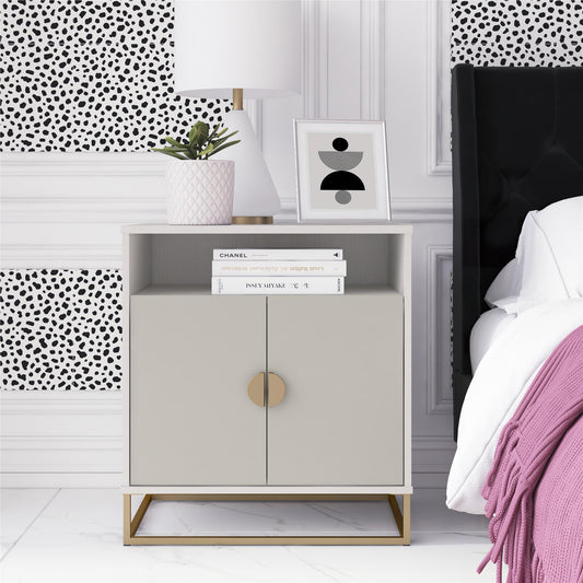 Kelly Accent Cabinet, White/Taupe - White