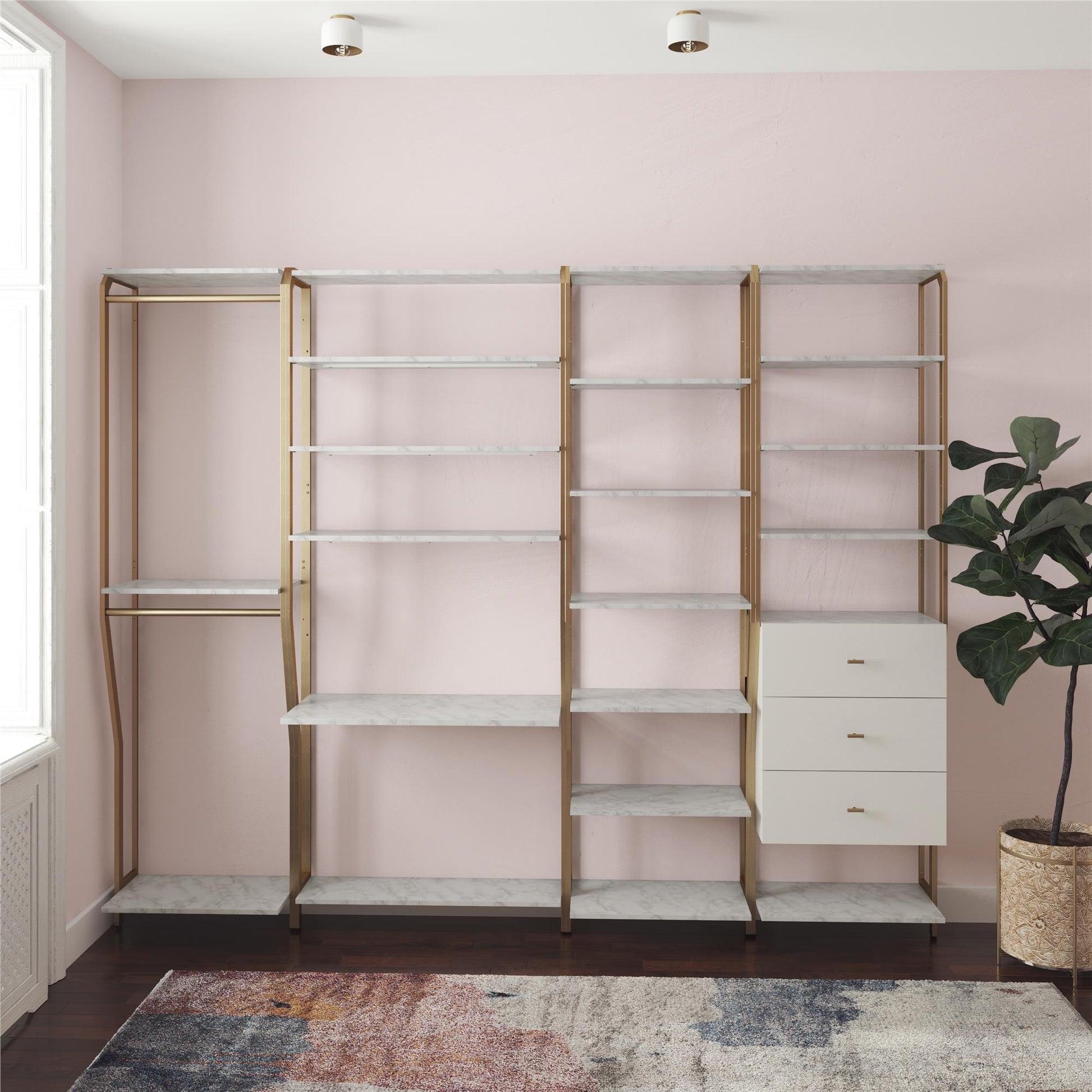 Gwyneth Closet - 3 Drawers - White marble