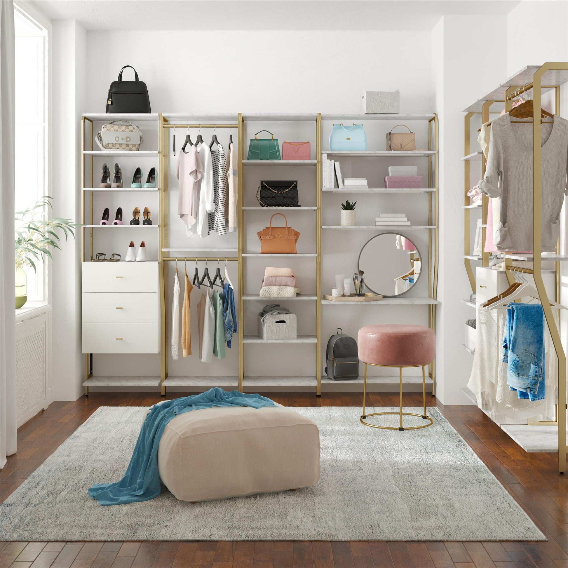 Gwyneth Closet - 3 Drawers - White marble