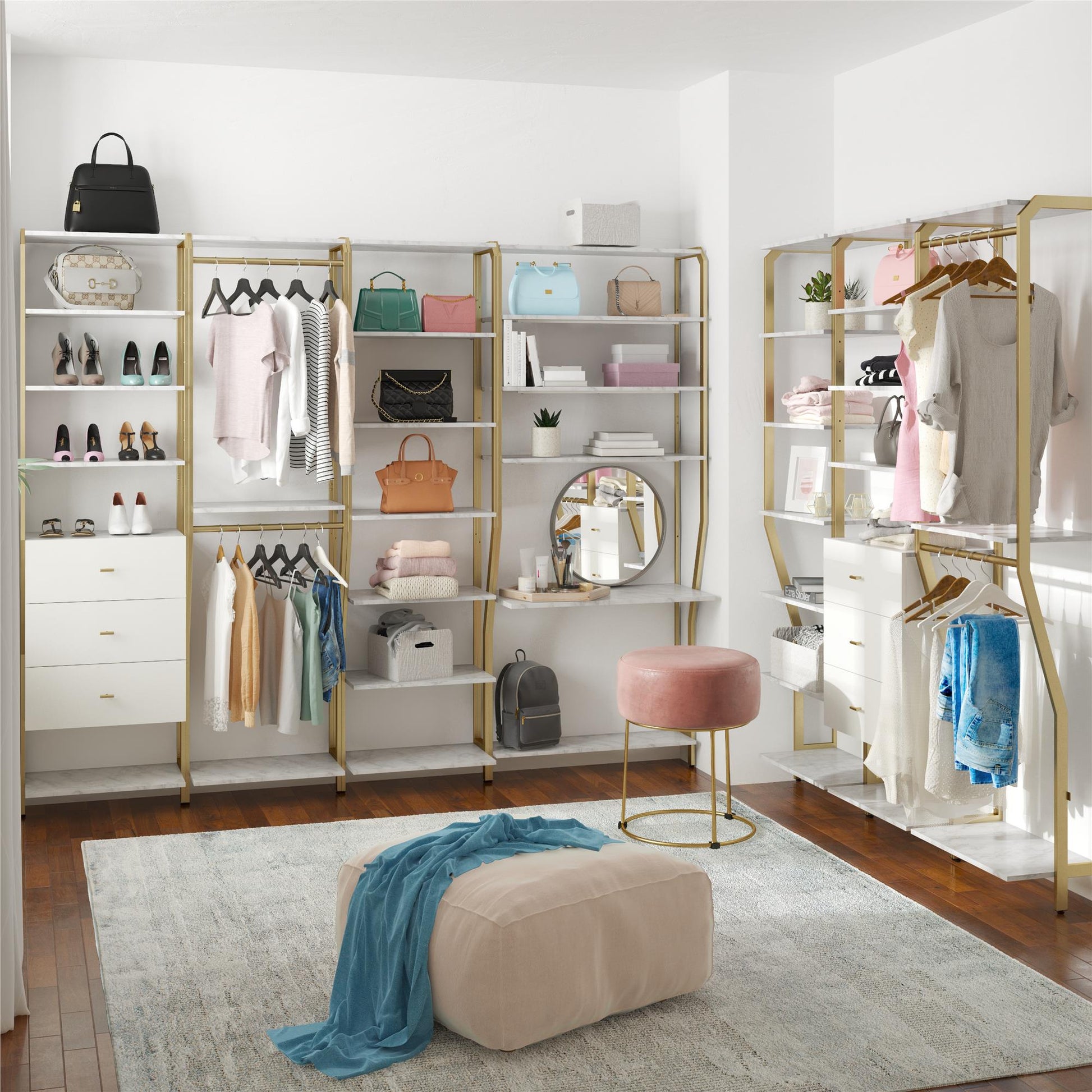 Gwyneth Closet - 3 Drawers - White marble