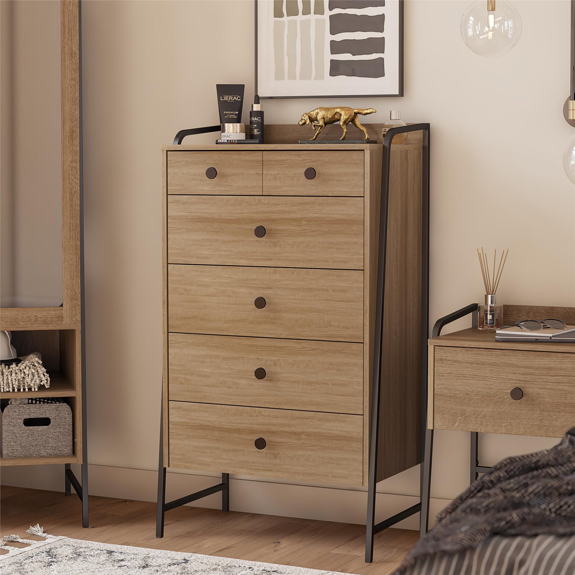 Bushwick Tall 5 Drawer Dresser - Natural