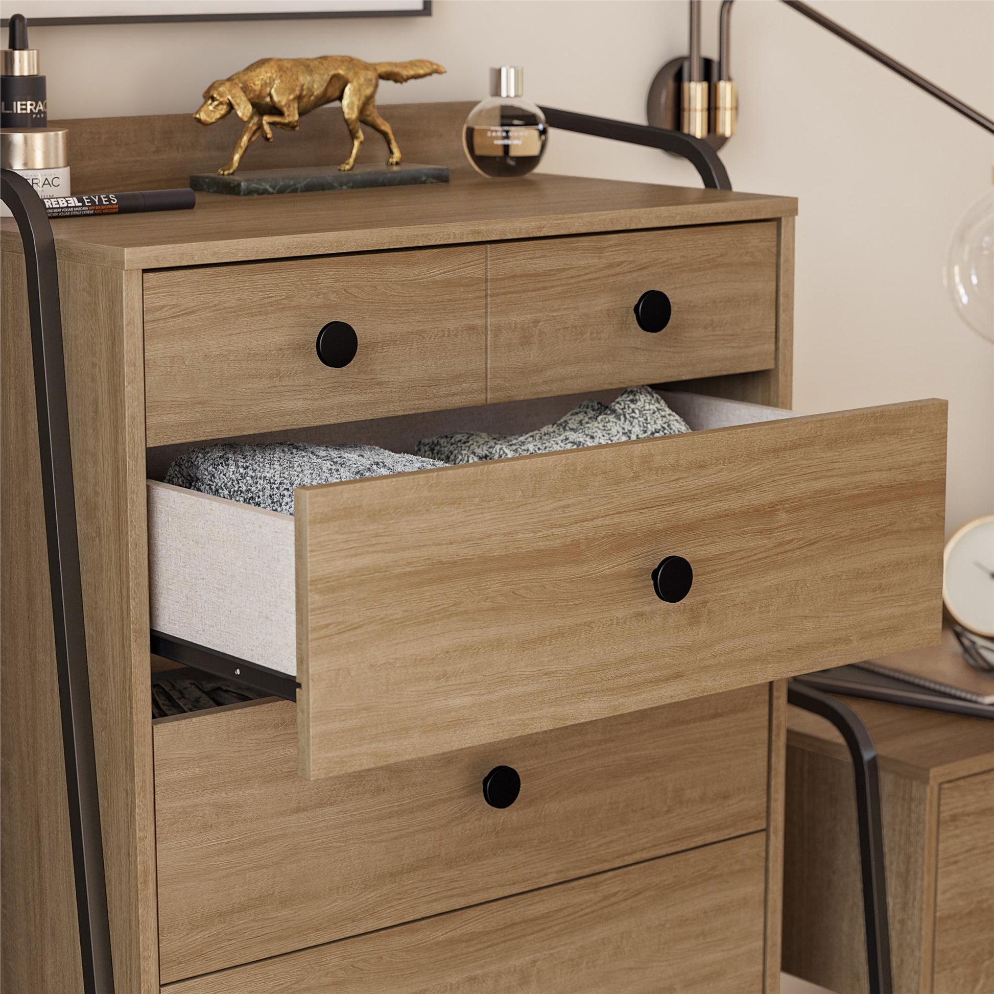 Bushwick Tall 5 Drawer Dresser - Natural