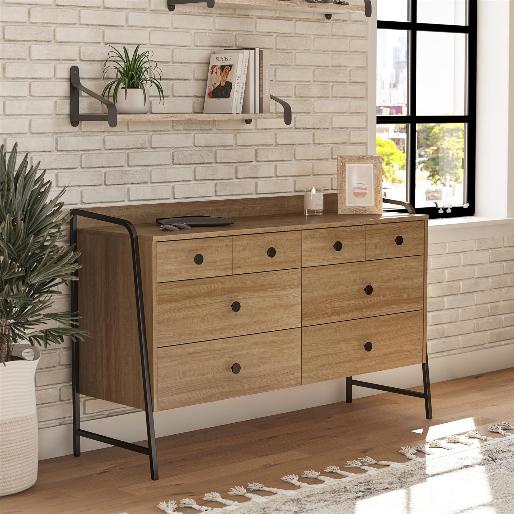 Bushwick Wide 6 Drawer Dresser - Natural
