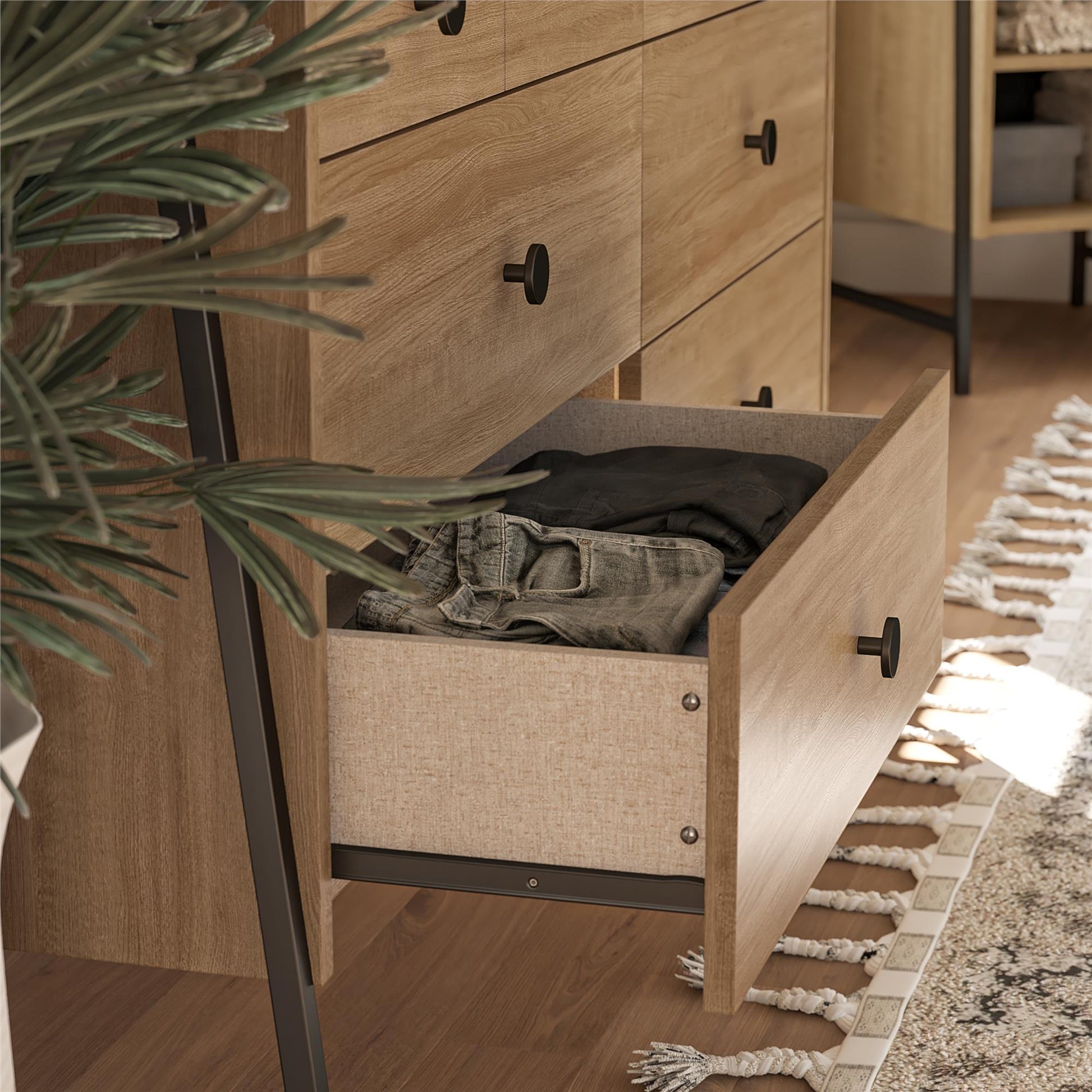 Bushwick Wide 6 Drawer Dresser - Natural