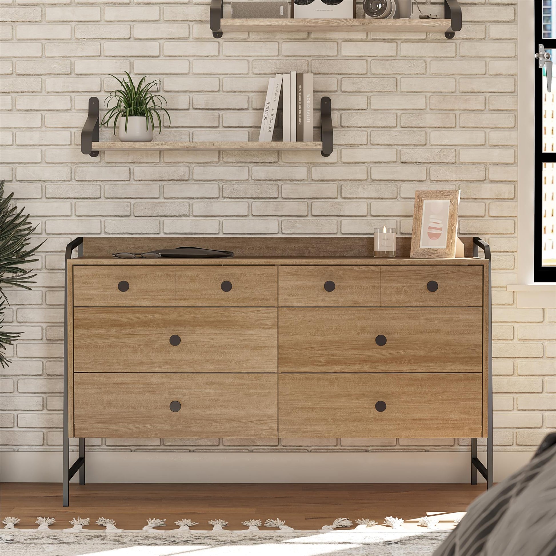 Bushwick Wide 6 Drawer Dresser - Natural