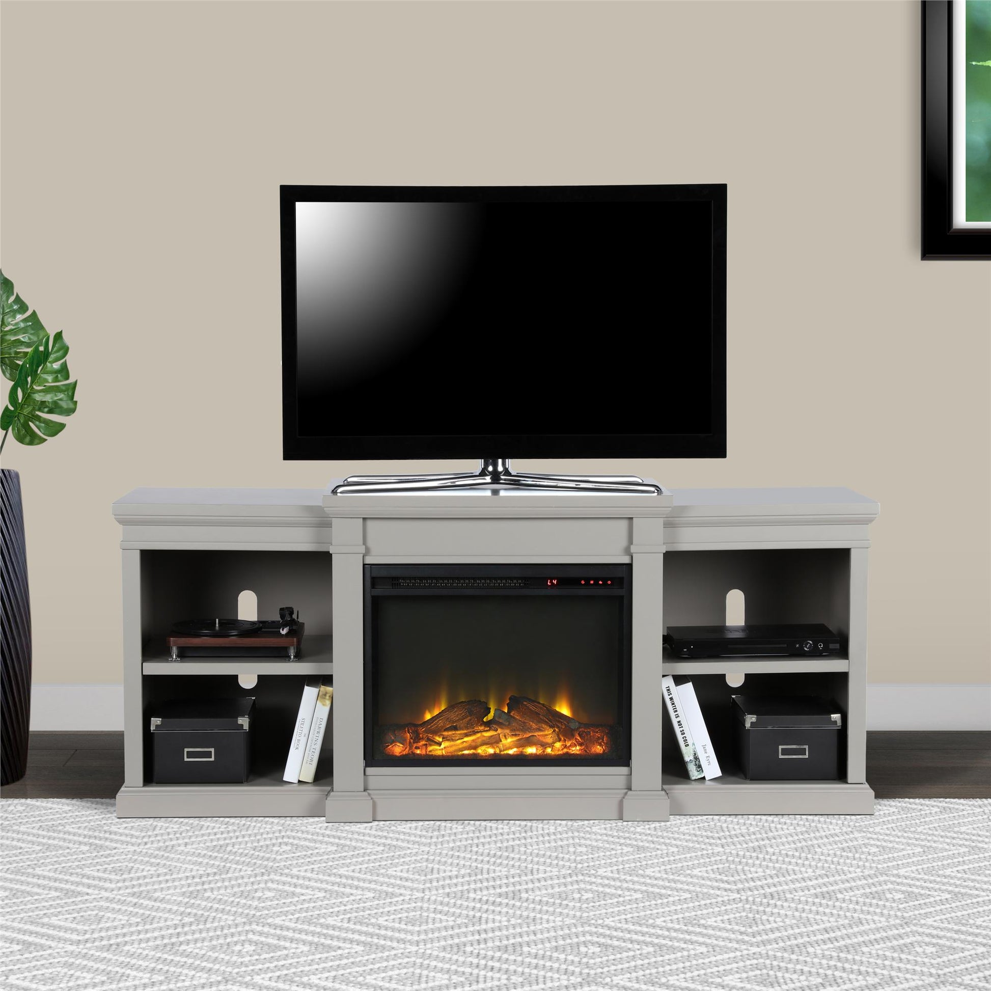 Manchester Electric Fireplace TV Stand for TVs up to 70 Inches - Gray