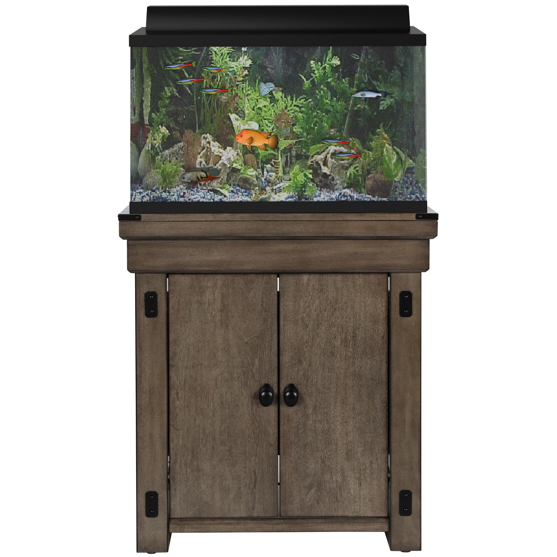 Wildwood 20 Gallon Aquarium Stand with 2 Doors and 2 Shelves - Rustic Gray